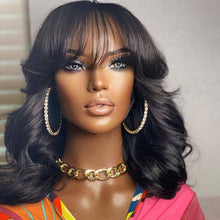 Load image into Gallery viewer, Human Hair Wigs With Bangs Full Machine Made Wig Brazilian Body Wave Wigs Natural Human Hair Wigs For Black Women Glueless Remy
