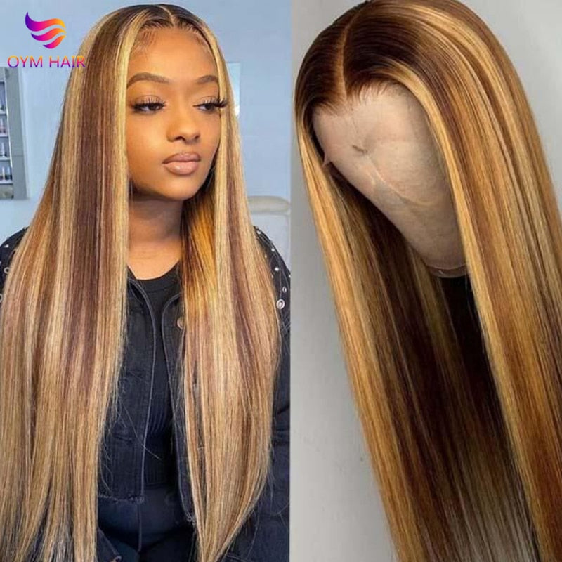 30 Inch Straight Lace Front Wig Highlight Wig Human Hair Ombre Lace Front Human Hair Wigs13x4 Colored Straight Human Hair Wigs