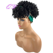 Load image into Gallery viewer, QY Hair Big Afro Kinky Curly Headband Wigs For Women Synthetic Hair Wigs Turban Wrap Hair Style
