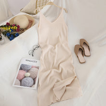 Load image into Gallery viewer, V Neck Solid Knitted Dresses Casual All Match Simple Fashion Korean Women Dress

