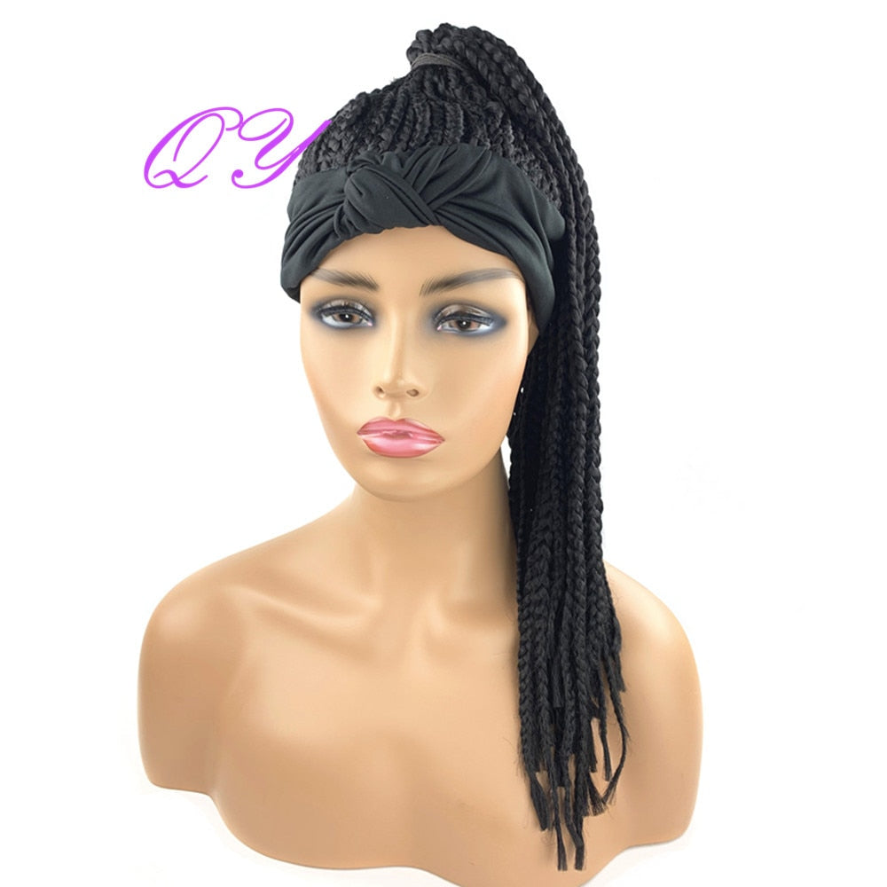 QY Hair Big Afro Kinky Curly Headband Wigs For Women Synthetic Hair Wigs Turban Wrap Hair Style