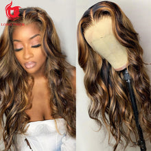 Load image into Gallery viewer, Highlight Wig Human Hair Ombre Lace Front Wig Brazilian Hair Wigs For Black Women 30 Inch Honey Blonde Body Wave Lace Front Wig
