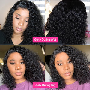 Nicelight Brazilian Water Wave Lace Front Wigs Remy Pre-Plucked Curly Lace Frontal Wigs Human Hair Wet And Wavy Short Bob Wigs