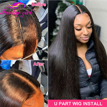 Load image into Gallery viewer, FG Straight U Part 150% Density Natural Brazilian Human Hair Long Wigs Brazilian Straight Wigs Non Lace For Black Women 8-28Inch
