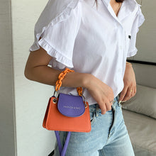 Load image into Gallery viewer, Youth Ladies Simple Versatile Bag Women Mini Crossbody Bag Acrylic Chain Lady Hit Color PU Leather Shoulder Pouch
