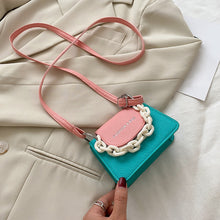 Load image into Gallery viewer, Youth Ladies Simple Versatile Bag Women Mini Crossbody Bag Acrylic Chain Lady Hit Color PU Leather Shoulder Pouch

