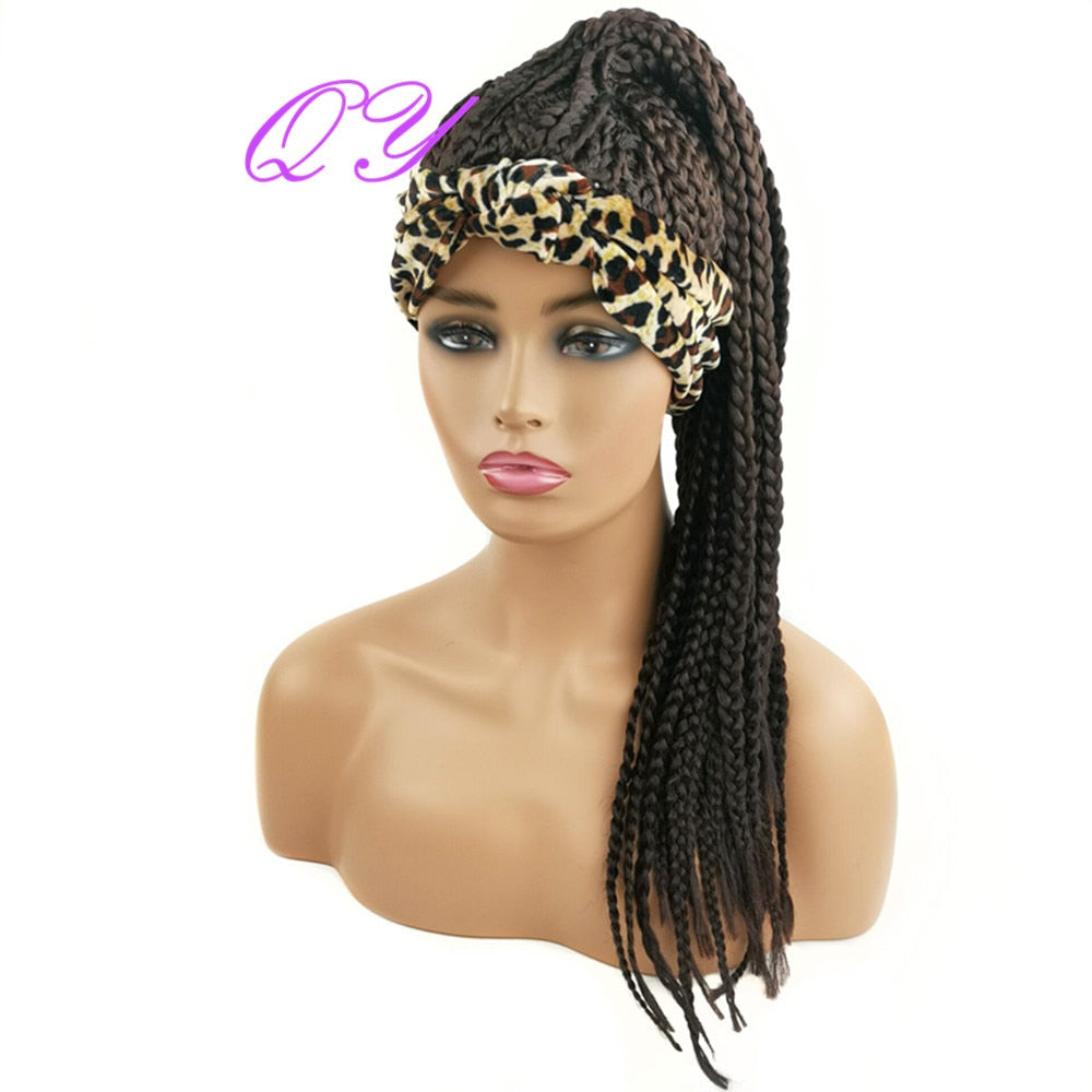 QY Hair Big Afro Kinky Curly Headband Wigs For Women Synthetic Hair Wigs Turban Wrap Hair Style