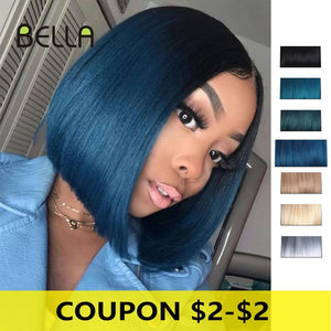 BELLA Synthetic Lace Wig Short Bob Wig Nature Color Blue Blonde Green 7 Colors Availabe 10&quot; Wigs For Women Heat Resistant