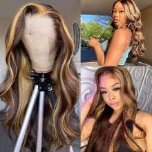 Load image into Gallery viewer, Highlight Wig Human Hair Ombre Lace Front Wig Brazilian Hair Wigs For Black Women 30 Inch Honey Blonde Body Wave Lace Front Wig
