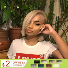 Load image into Gallery viewer, Bella  Synthetic Short Wig Bob Lace Wig10 Inch Omber Blonde 613 Brown Red Bob Straight Hair Side Part Wigs For Woman Cosplay
