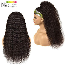 Load image into Gallery viewer, Deep Wave Headband Wigs Human Hair Wig Grip Headband Nicelight Brazilian Curly Headband Wigs Glueless Remy Hair With Headband
