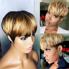 Load image into Gallery viewer, Short Straight Bob Wig 1b/27 Pixie Cut Human Hair Wig With Bangs For Black Women Brazilian Cheap Human Hair Wig Under $50

