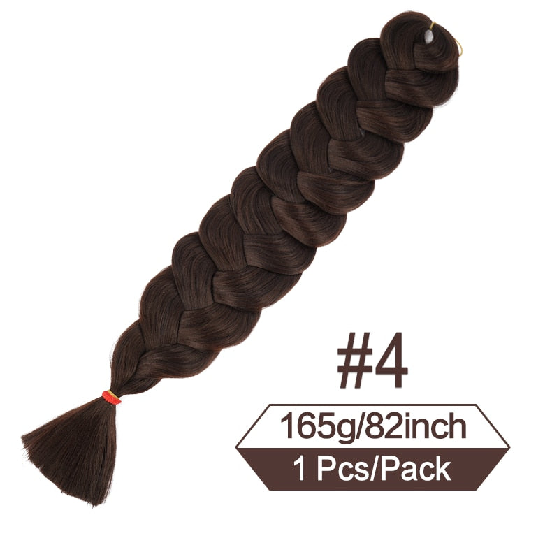 82 Inch 165g/Pack Synthetic Crochet Hair Pre Stretched Jumbo Braiding Hair High Temperature Fiber Hair Extensions For Box Braids