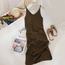 Load image into Gallery viewer, V Neck Solid Knitted Dresses Casual All Match Simple Fashion Korean Women Dress
