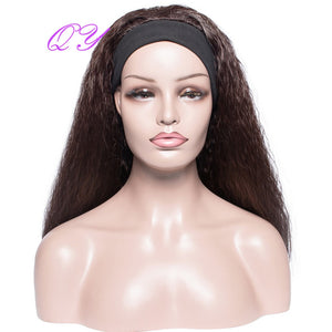 QY Hair Big Afro Kinky Curly Headband Wigs For Women Synthetic Hair Wigs Turban Wrap Hair Style