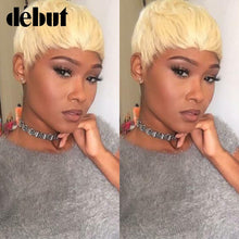Load image into Gallery viewer, Debut Pixie Cut Human Hair Wigs Brazilian Short Straight Remy Human Hair Piexe Cut Wigs Cheap 613 Blonde Human Hair Full Wigs
