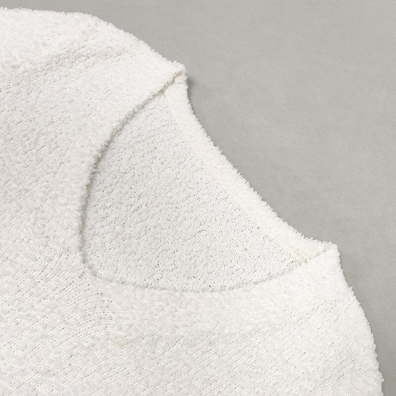 Casual Two Piece Sets Flare Sleeve Sweatshirts 2 Piece Shorts Set Sexy Fluffy Suits Lounge Set