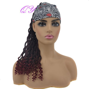 QY Hair Big Afro Kinky Curly Headband Wigs For Women Synthetic Hair Wigs Turban Wrap Hair Style