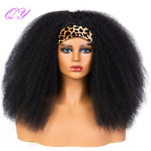 Load image into Gallery viewer, QY Hair Big Afro Kinky Curly Headband Wigs For Women Synthetic Hair Wigs Turban Wrap Hair Style
