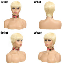 Load image into Gallery viewer, Debut Pixie Cut Human Hair Wigs Brazilian Short Straight Remy Human Hair Piexe Cut Wigs Cheap 613 Blonde Human Hair Full Wigs
