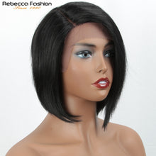 Load image into Gallery viewer, Straight Bob Human Hair Wigs Part Lace Front Bob Wigs Straight Short Bob Wig Rebecca Wig Brazilian Lace Front Human Hair Wigs
