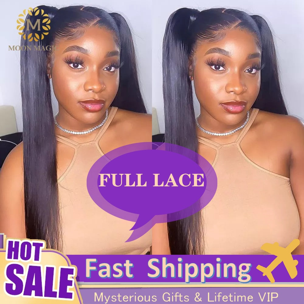 Full Lace Human Hair Wigs Straight Lace Front Wig Glueless Full Lace Wig Human Hair Pre Plucked Human Hair Wigs 26inches 150%