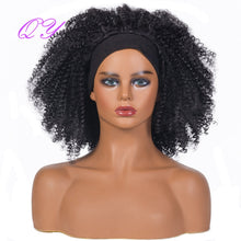 Load image into Gallery viewer, QY Hair Big Afro Kinky Curly Headband Wigs For Women Synthetic Hair Wigs Turban Wrap Hair Style
