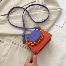Load image into Gallery viewer, Youth Ladies Simple Versatile Bag Women Mini Crossbody Bag Acrylic Chain Lady Hit Color PU Leather Shoulder Pouch
