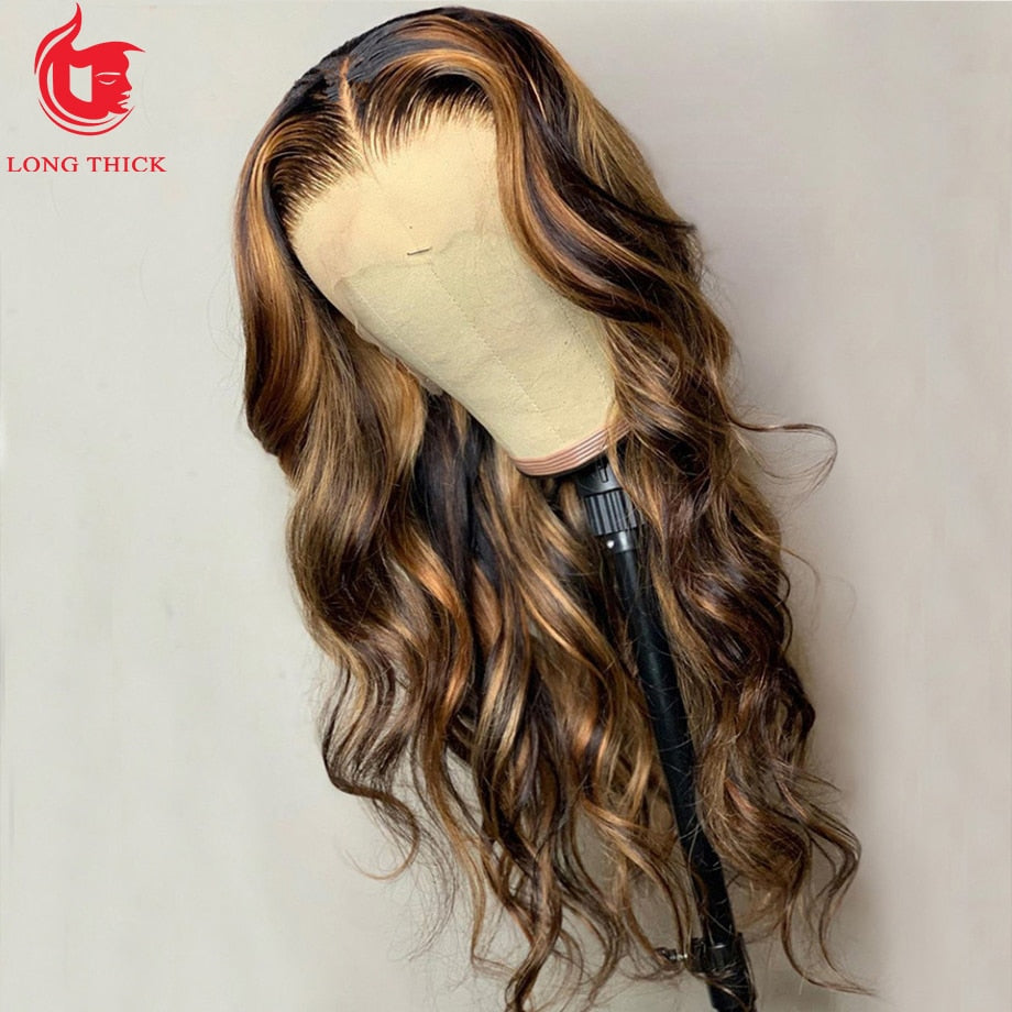 Highlight Wig Human Hair Ombre Lace Front Wig Brazilian Hair Wigs For Black Women 30 Inch Honey Blonde Body Wave Lace Front Wig