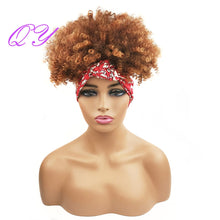 Load image into Gallery viewer, QY Hair Big Afro Kinky Curly Headband Wigs For Women Synthetic Hair Wigs Turban Wrap Hair Style
