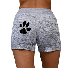 Load image into Gallery viewer, Summer Fast Drying Drawstring cat paw print shorts Lace Up High Waist Elastic Cotton Short Women Beach Casual Sport Shorts
