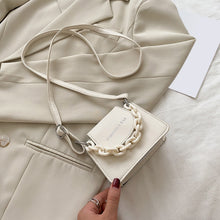 Load image into Gallery viewer, Youth Ladies Simple Versatile Bag Women Mini Crossbody Bag Acrylic Chain Lady Hit Color PU Leather Shoulder Pouch
