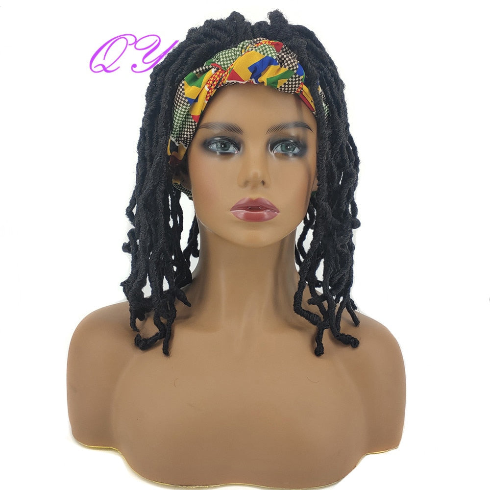 QY Hair Big Afro Kinky Curly Headband Wigs For Women Synthetic Hair Wigs Turban Wrap Hair Style