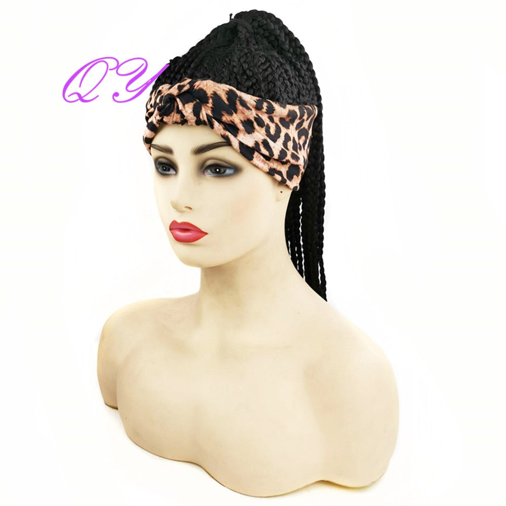 QY Hair Big Afro Kinky Curly Headband Wigs For Women Synthetic Hair Wigs Turban Wrap Hair Style