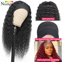 Load image into Gallery viewer, Deep Wave Headband Wigs Human Hair Wig Grip Headband Nicelight Brazilian Curly Headband Wigs Glueless Remy Hair With Headband
