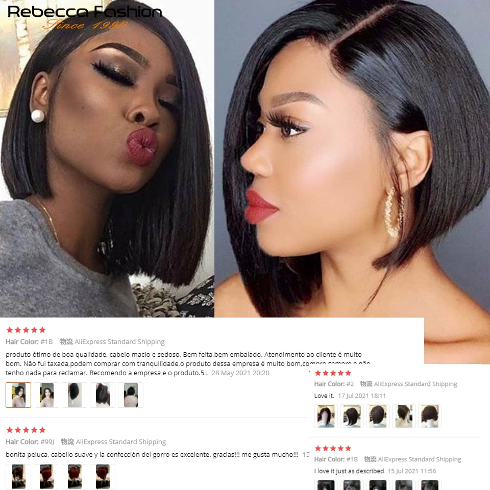 Straight Bob Human Hair Wigs Part Lace Front Bob Wigs Straight Short Bob Wig Rebecca Wig Brazilian Lace Front Human Hair Wigs