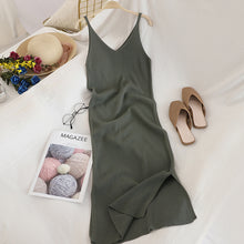 Load image into Gallery viewer, V Neck Solid Knitted Dresses Casual All Match Simple Fashion Korean Women Dress
