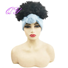 Load image into Gallery viewer, QY Hair Big Afro Kinky Curly Headband Wigs For Women Synthetic Hair Wigs Turban Wrap Hair Style

