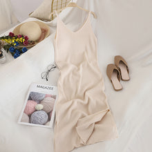 Load image into Gallery viewer, V Neck Solid Knitted Dresses Casual All Match Simple Fashion Korean Women Dress
