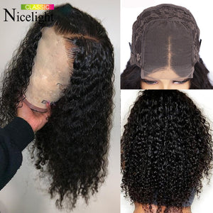 Water Wave 4x4 Frontal Wigs Pre-Plucked Hairline Peruvian Remy Hair HD Lace Closure Wigs For Black Women Curly Human Hair Wigs