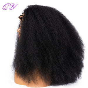 QY Hair Big Afro Kinky Curly Headband Wigs For Women Synthetic Hair Wigs Turban Wrap Hair Style