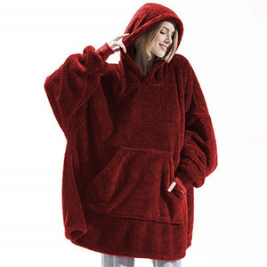 Autumn and Winter Comfortable Loose Double sided Plush Hoodie Thickened and Wearable Blanket Couple New Home Fur