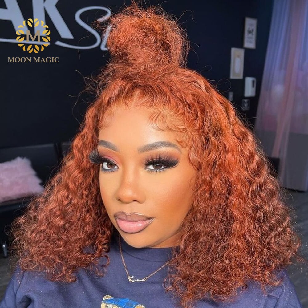 Orange Human Hair Wig Ginger Colored Human Hair Wigs Curly 13x6 Front Lace T Part Lace Wig Human Hair Wigs Brazilian Preplucked