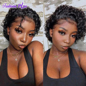 Pixie Cut Wig Short Curly Lace Front Wigs Human Hair Wig 13x1 Transparent Lace Wig For Black Women Brazilian Remy Hair wig