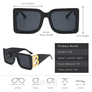 LNFCXI 2021 New Fashion Oversized The Letter B  Square Luxury Trend Sunglasses Women Men Retro rectangle sunglasses gafas de sol