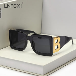 LNFCXI 2021 New Fashion Oversized The Letter B  Square Luxury Trend Sunglasses Women Men Retro rectangle sunglasses gafas de sol