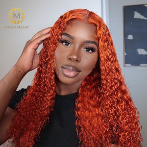 Orange Human Hair Wig Ginger Colored Human Hair Wigs Curly 13x6 Front Lace T Part Lace Wig Human Hair Wigs Brazilian Preplucked