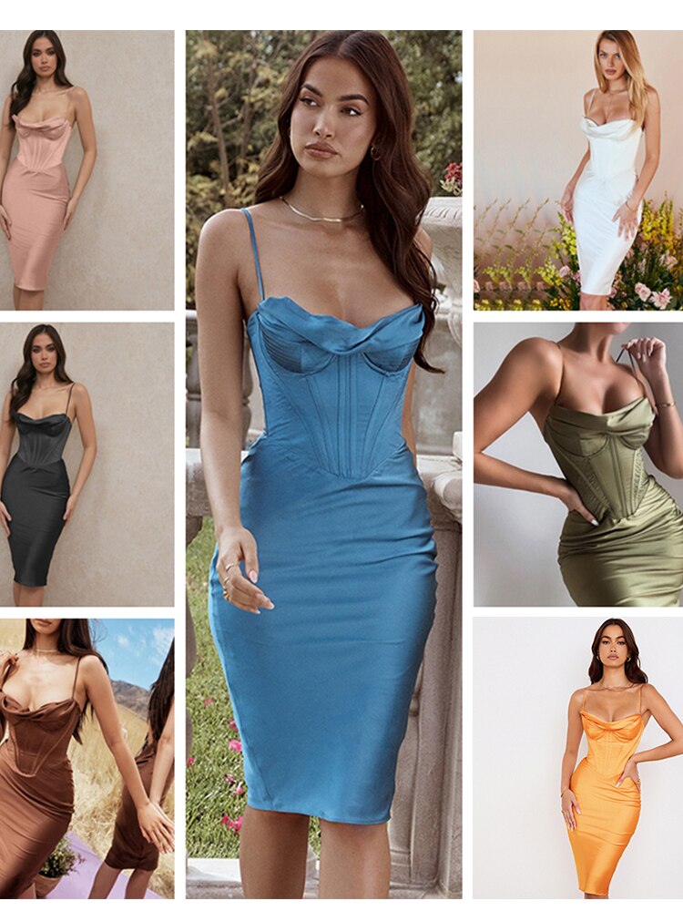 High Quality Satin Bodycon Dress Women Party Dress 2022 New Year Dress Green Bodycon Dress Celebrity Evening Club Dress XL