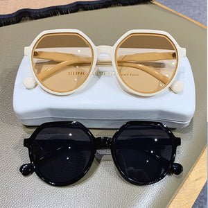 OLOEY Fashion Style All-match Trend Sunglasses Personalized Round Frame Sunglasses Ins Trend Candy Color Big Frame Sunglasses