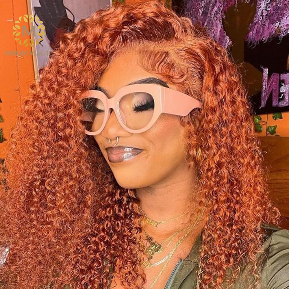 Orange Human Hair Wig Ginger Colored Human Hair Wigs Curly 13x6 Front Lace T Part Lace Wig Human Hair Wigs Brazilian Preplucked